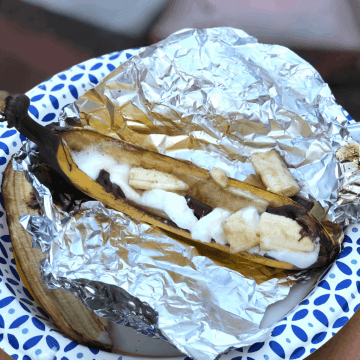 A banana boat on aluminum foil