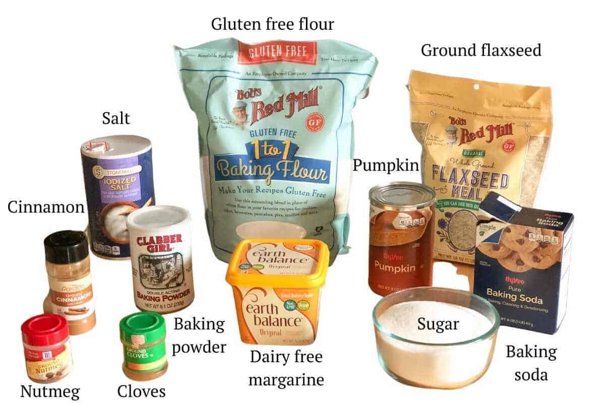 Ingredients for gluten free pumpkin cookies