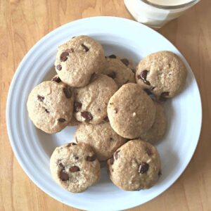 A plate of dairy free chocolate chip cookies