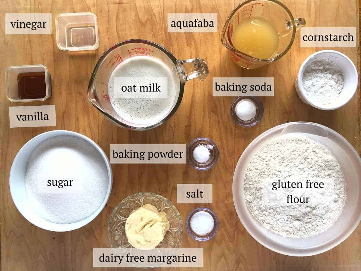 Ingredients needed to make gluten free dairy free cupcakes