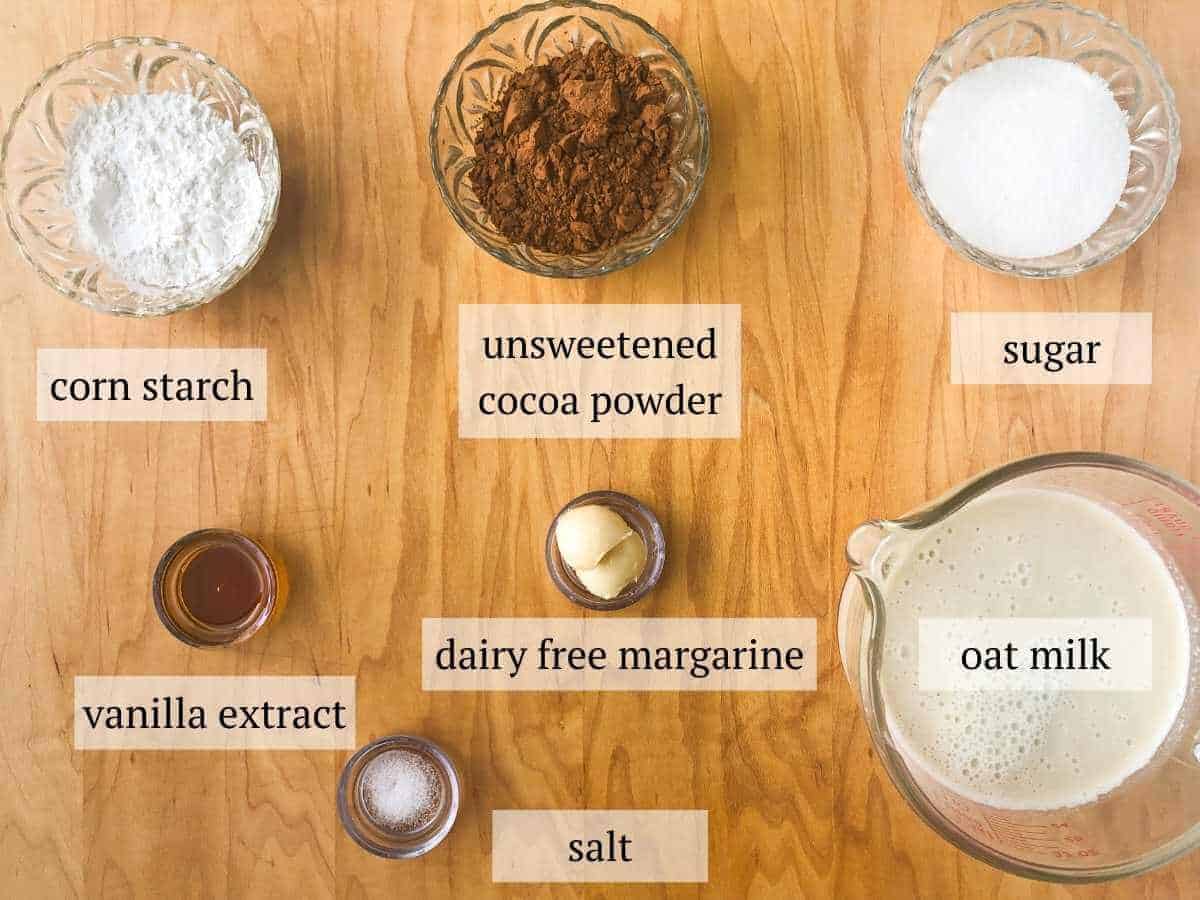 ingredients needed to make chocolate oat milk pudding