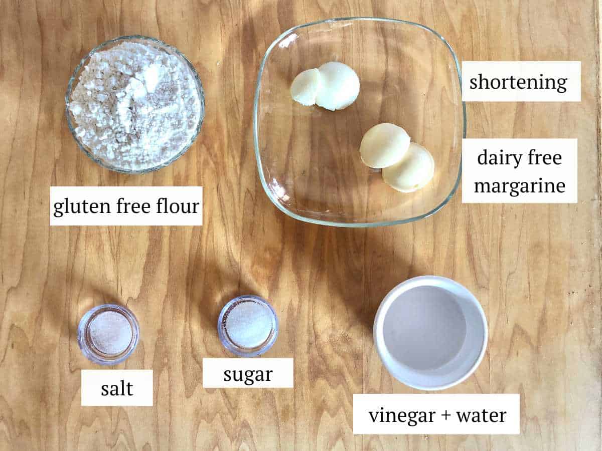 Ingredients needed to make gluten free dairy free chicken pot pie toppers