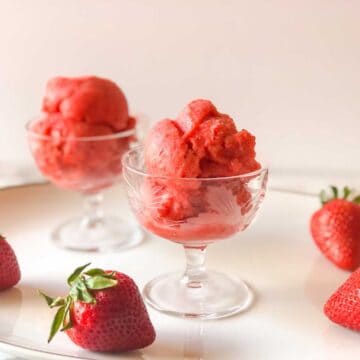 dairy free sorbet in glass dishes