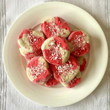 A plate of gluten free candy cane cookies